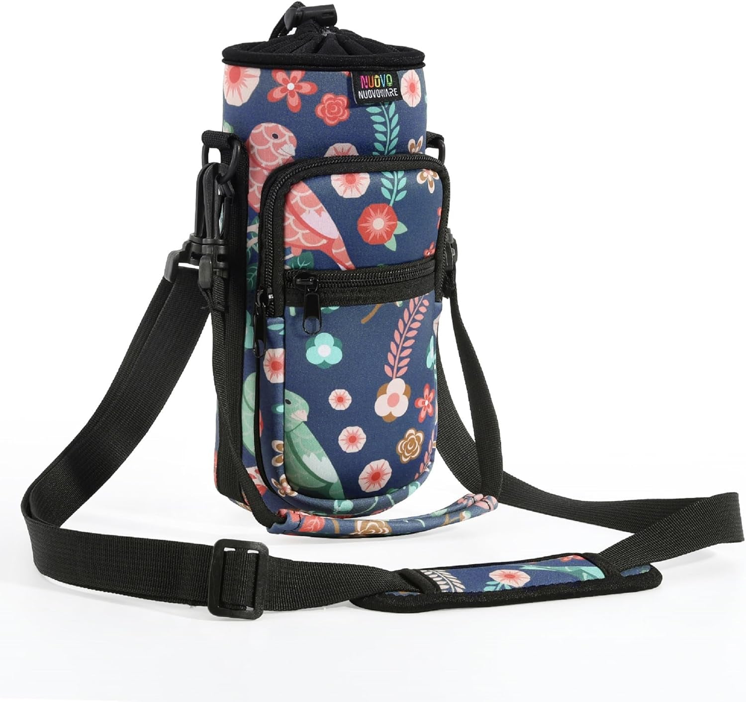 Water Bottle Carrier Bag,25Oz/40Oz/64Oz Bottle Pouch Holder,Adjustable Shoulder Hand Strap 2 Pocket Sling Neoprene Sleeve Sports Accessories for Hiking Travelling Camping